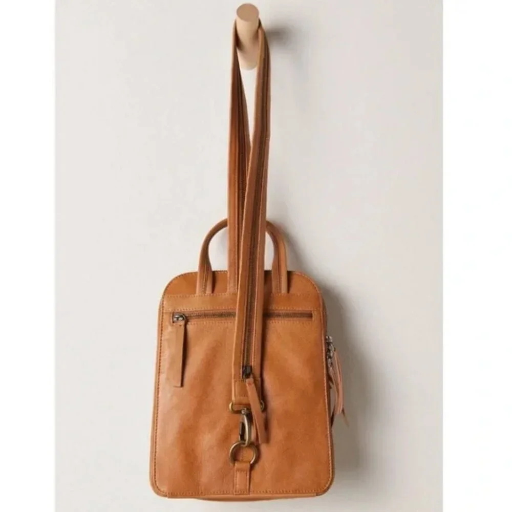 NWT Free People Break of Dawn 100% Leather Backpack Cognac Tan Tooled Sun - Picture 12 of 13